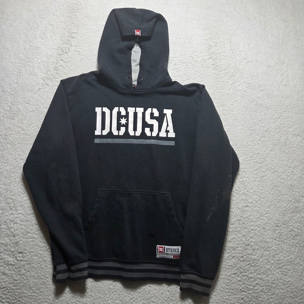 Vintage DC Shoes Pullover Hoodie Charcoal Black Men's Medium‎ Streetwear Y2K